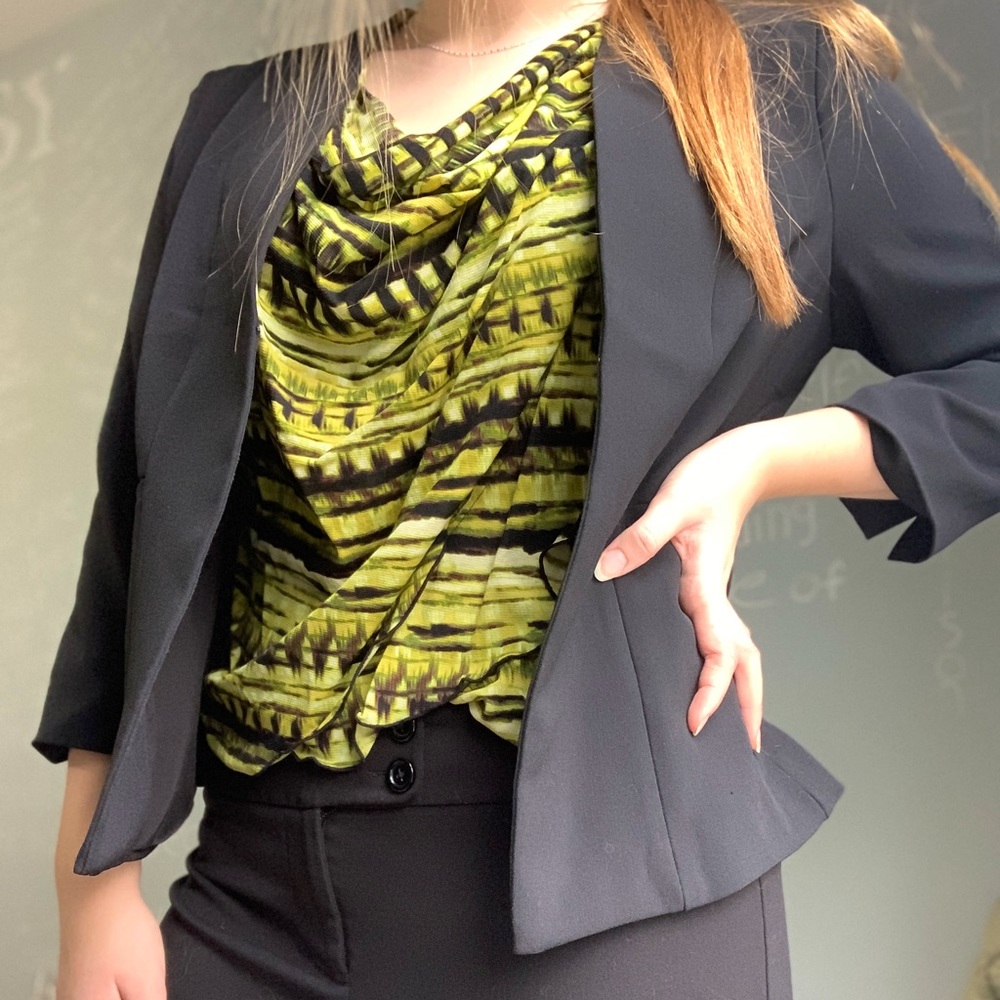 Green & Black layered Sleeveless Blouse – XL